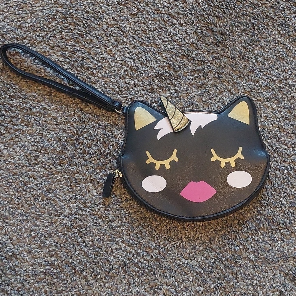 Betsey Johnson LUV BETSEY Cat Clutch Black Faux Leather